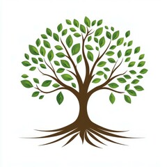 Fototapeta premium Symbolic tree representing growth and nature with vibrant green leaves and strong roots