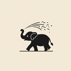 Obraz premium Silhouette of an elephant being sprayed with water