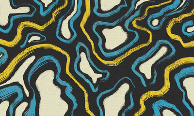 Abstract background with grain texture and brush stroke lines on black background.