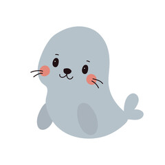 Fototapeta premium Cute cartoon seal. Vector illustration.