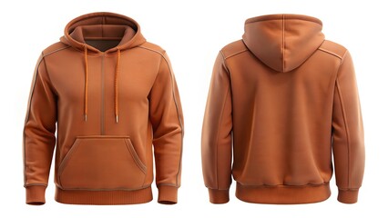 Burnt Orange Hoodie With Elegant Stitching Detail