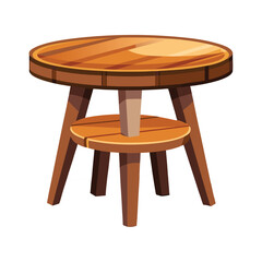 Table vector art illustration. Wooden table isolated on white. 