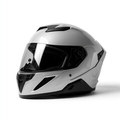 Fototapeta premium White Full-Face Motorcycle Helmet on White Background