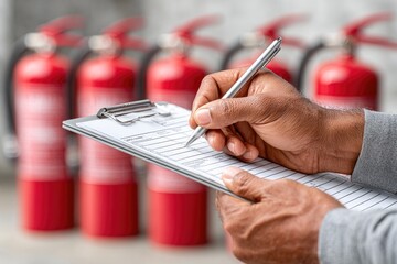 Fire Extinguisher Checklist Being Completed