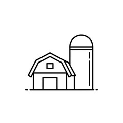 Farmhouse and silo vector icon illustration