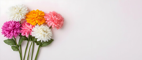Obraz premium Colorful Artificial Flower Bouquet Arrangement On White Background