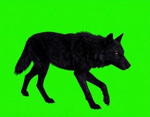 Fototapeta premium Black wolf on green screen (2)