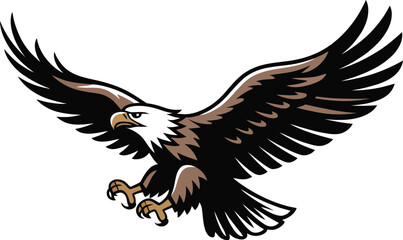 Illustration of an eagle with outstretched wings against a plain background