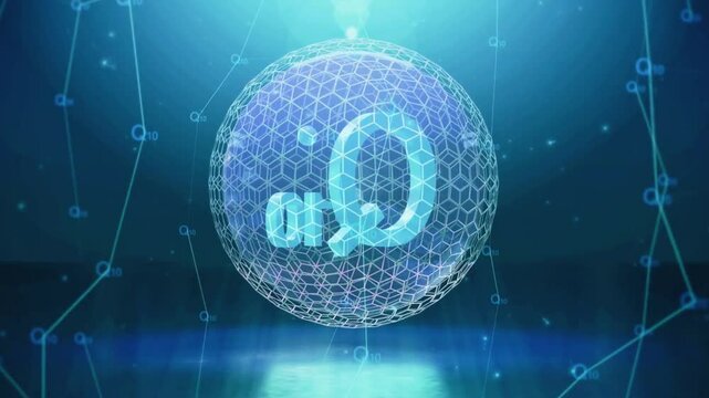 Coenzyme Q10 Molecular Structure, 3D Animation, Network, Science