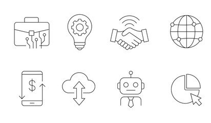 business technology cloud computing network vector signal icon set