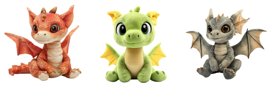Set of Cute turquoise-scaled baby dragon figurine on pure on transparent png background. Ai generated - Powered by Adobe