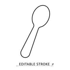 Baby spoon icon in clean linear style. Editable stroke vector perfect for baby feeding, food preparation, child care, parenting design and nursery graphics. Spoon icon.