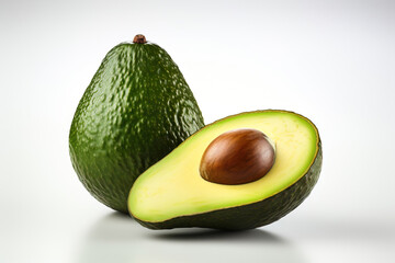Half avocado isolated on white background