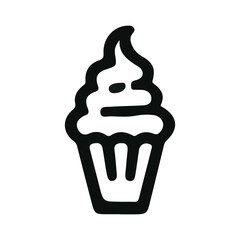 cupcake icon with cream, illustration on white background