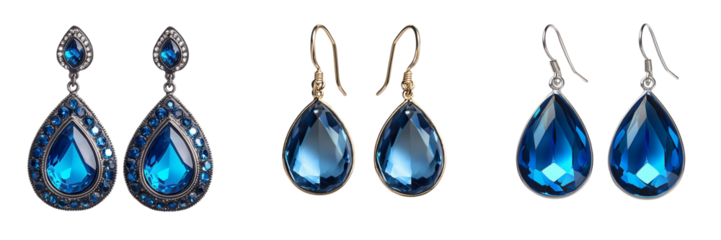 Set of Fashion shot of pink stainless steel K-pop earrings dangling from female ears, clean white backdrop, bright and crisp image on pure on transparent png background. Ai generated