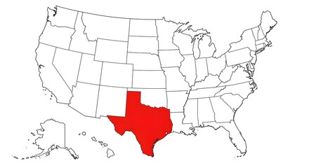 Fototapeta premium Texas Map Highlighting the Lone Star State within the United States