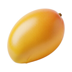 A vibrant, ripe mango with smooth, golden-orange skin, softly illuminated against a stark black background, highlighting its natural contours and inviting texture.