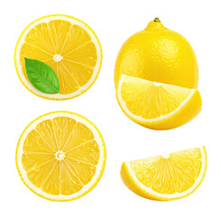 Bright Lemon Wedges Bathed in Sunlight with Majestic Golden Glow, Isolated on Transparent Background