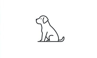 Simple line drawing of a sitting dog