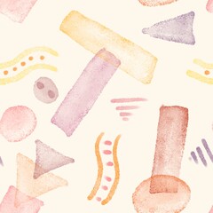 Abstract seamless pattern hand drawn painted figures.