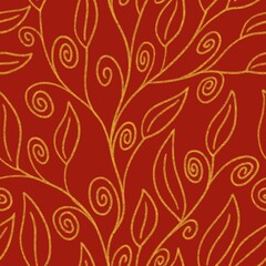 Hand drawn seamless pattern with leaves.