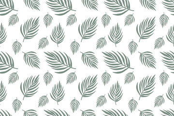 Tropical botanical pattern featuring continuous exotic palm leaves. Vintage-inspired foliage background in vector format for various creative uses