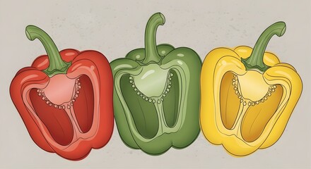 Colorful Bell Peppers Drawing