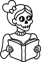 Minimalist Skeleton Reading Romance Alone