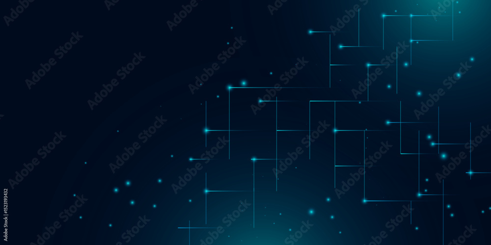 Aufkleber abstract futuristic digital network background with glowing lines and dots – technology and innovati