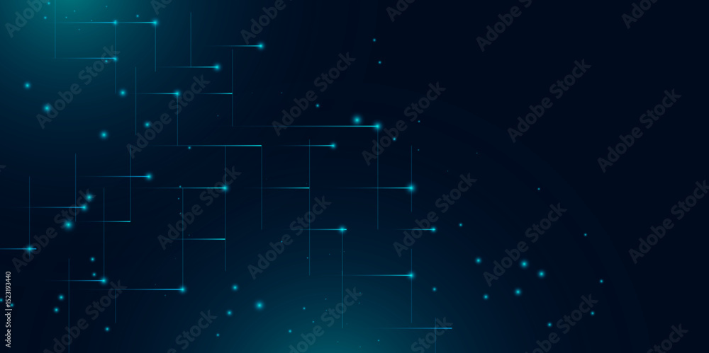 Aufkleber abstract futuristic digital network background with glowing lines and dots – technology and innovati
