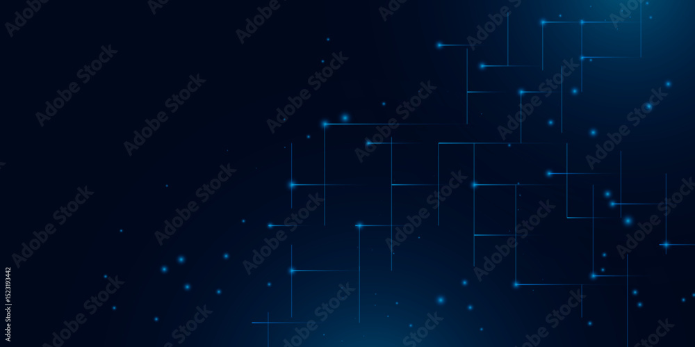 Aufkleber abstract futuristic digital network background with glowing lines and dots – technology and innovati