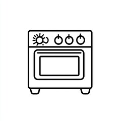 Simple black outline of a kitchen stovetop oven