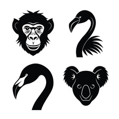 Naklejka premium Animal and bird head bundle design 