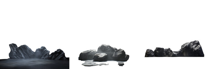 Set of White photographic backdrop with dramatic white spotlights positioned overhead, casting circular light spots and soft shadows on the floor on pure on transparent png background. Ai generated