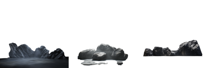 Set of White photographic backdrop with dramatic white spotlights positioned overhead, casting circular light spots and soft shadows on the floor on pure on transparent png background. Ai generated