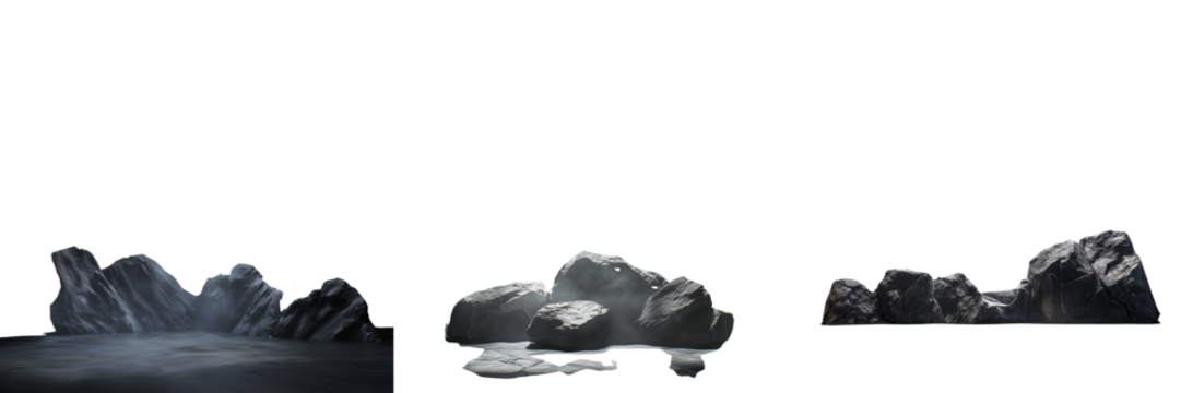 Set of White photographic backdrop with dramatic white spotlights positioned overhead, casting circular light spots and soft shadows on the floor on pure on transparent png background. Ai generated