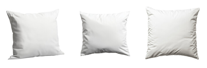 Set of White rectangular pillow with natural texture and soft shadows, photographed on pure on transparent png background. Ai generated