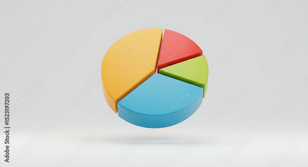 Poster vibrant pie chart: a visually striking pie chart is depicted, its sections in various colors to show
