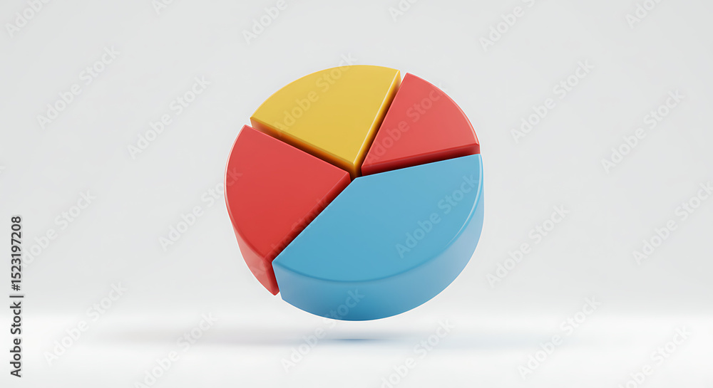 Poster Colorful Pie Chart: A vibrant pie chart, each segment a different color, represents data visualization and business analysis in a clear and modern style.