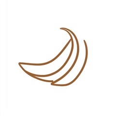 Obraz premium Simple, stylized, brown banana illustration. Two overlapping banana halves depicted in a crescent shape, outlined with a single, continuous line