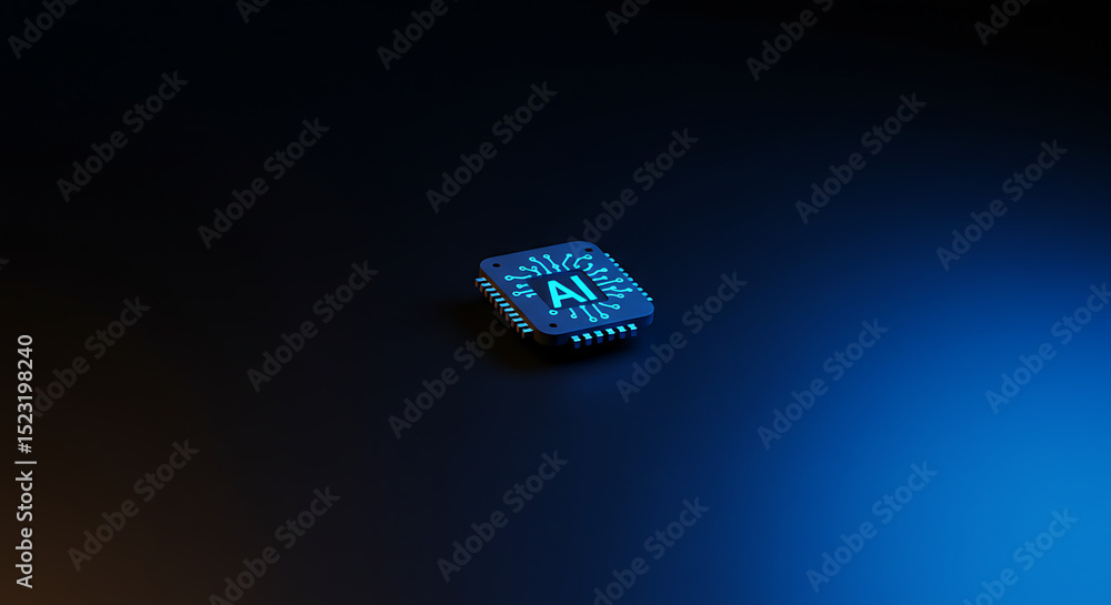 Aufkleber technological marvel: the cutting-edge artificial intelligence processor gleams. captured in a drama