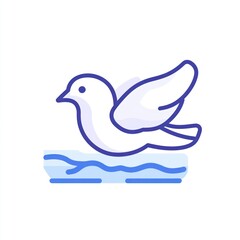 Obraz premium Simple line art of a dove in flight, above water