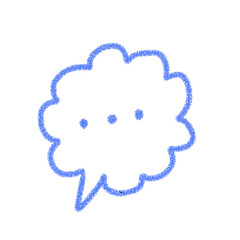 つぶやきや、無言をイメージする吹き出し　青　アイコン　イラスト　素材　 かわいい　クレヨン風