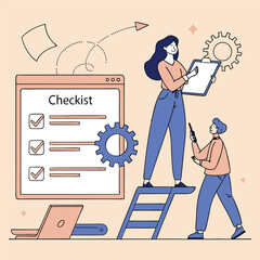 Team collaboration checklist illustration