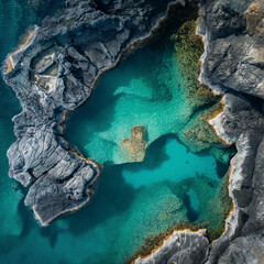 Aerial views of coastal rock pools