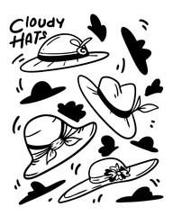 Cloudy hat illustration sweet style using hand drawing , good for your brand or every design