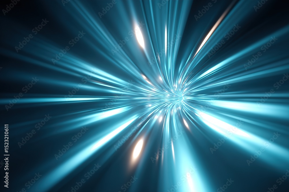 Poster light tunnel creating an abstract visual experience with radiant blue hues during a dynamic display