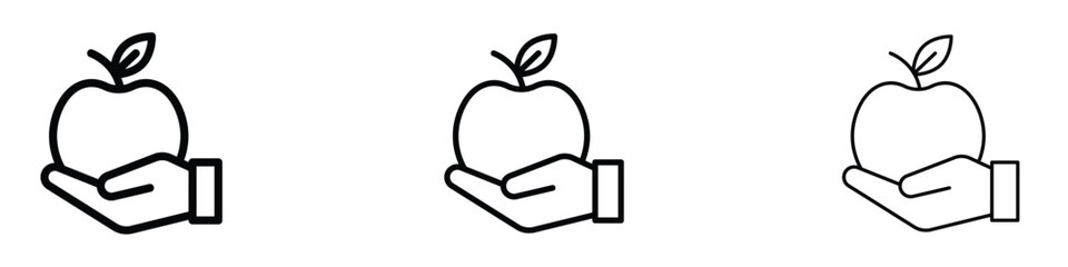 Apple in hand icon