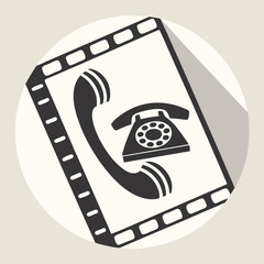Vintage rotary phone filmstrip graphic communication technology vector illustration