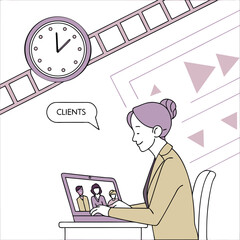 Woman video conferencing